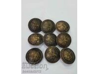 9 pcs. royal officer military buttons Tsar Boris III