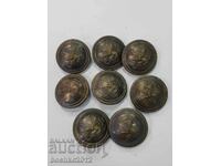 8 pcs. royal officer military buttons Tsar Boris III