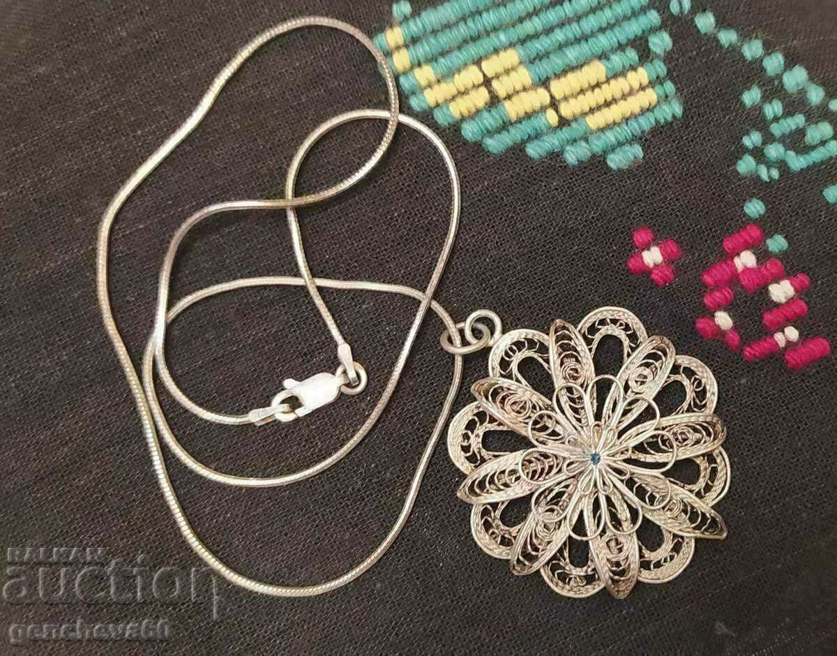 Large silver pendant, filigree necklace with price 70.00 BGN | € 35.79 Large silver pendant, filigree necklace with price 70.00 BGN | € 35.79