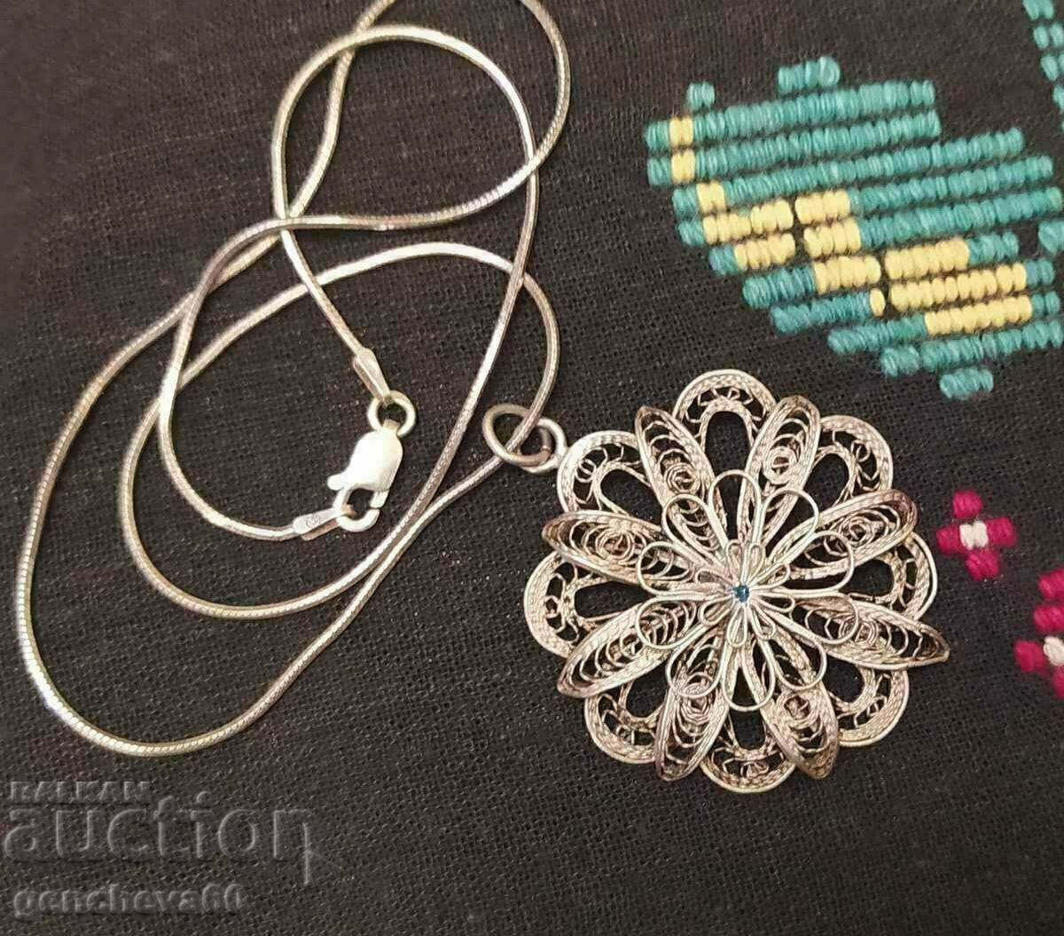 Auction Large silver pendant, filigree necklace Auction Large silver pendant, filigree necklace