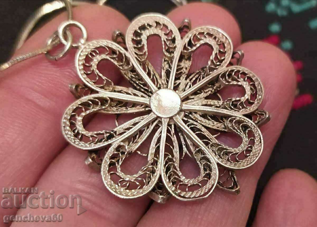 Large silver pendant, filigree necklace - 5 Large silver pendant, filigree necklace - 5