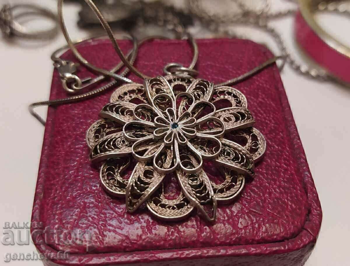 Large silver pendant, filigree necklace - 6 Large silver pendant, filigree necklace - 6