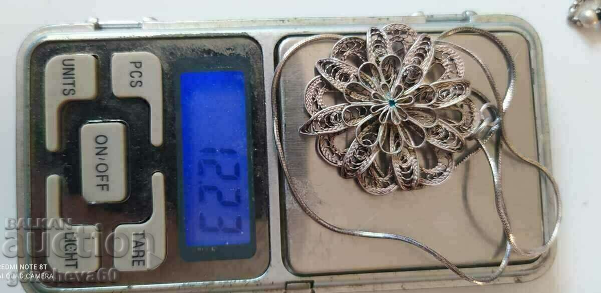 Large silver pendant, filigree necklace - 7 Large silver pendant, filigree necklace - 7