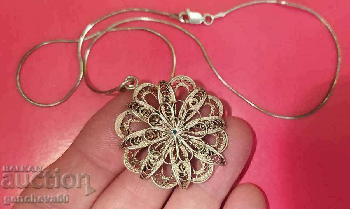 Large silver pendant, filigree necklace Large silver pendant, filigree necklace