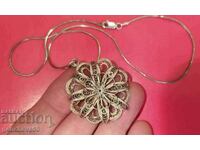 Large silver pendant, filigree necklace