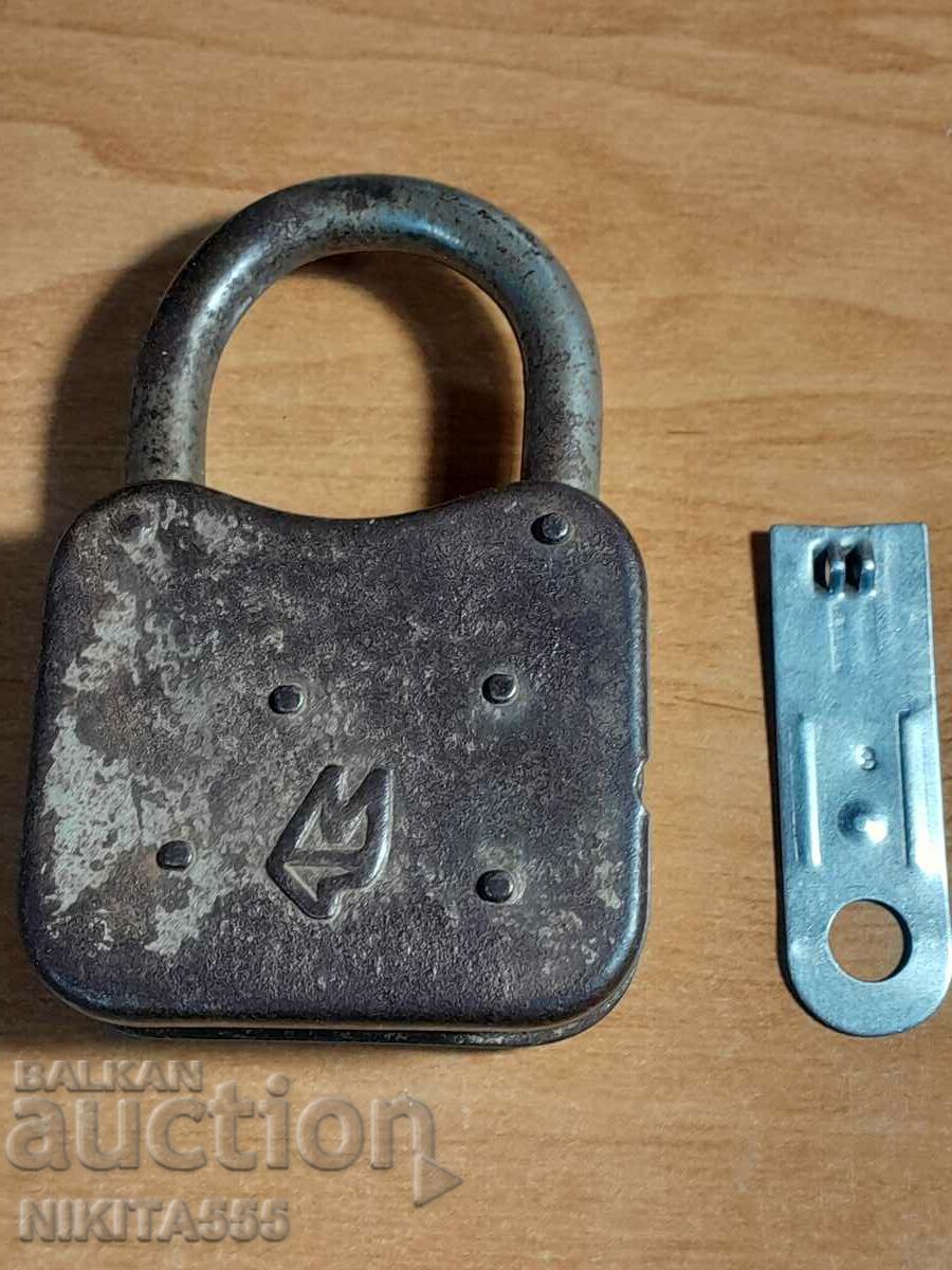 Old Russian padlock with plate - USSR