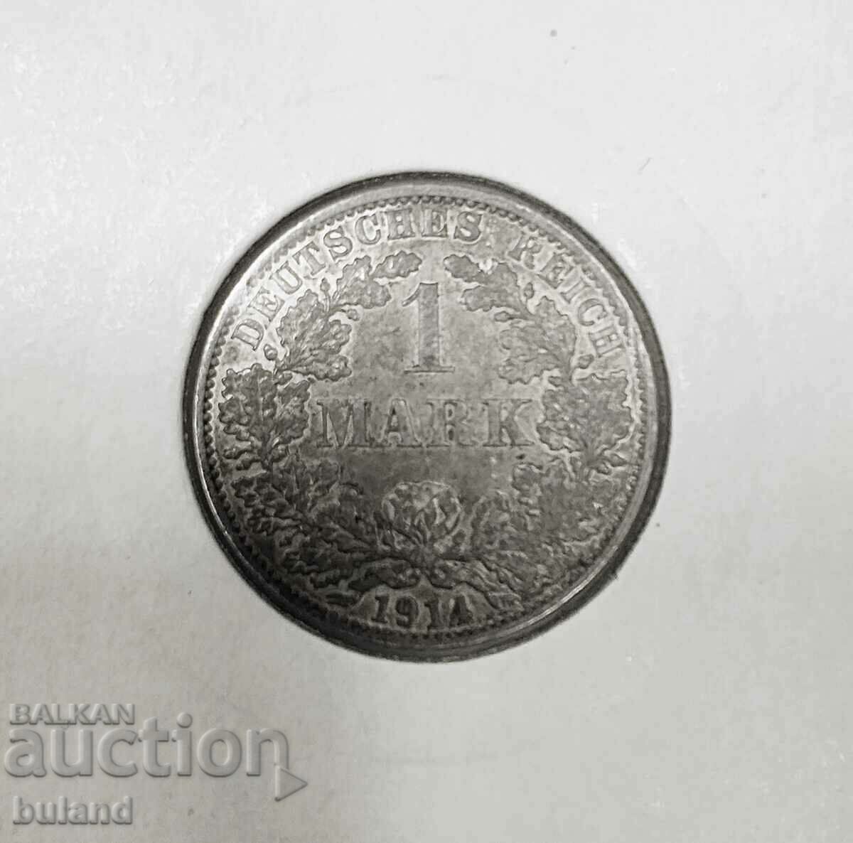 Германия Немска Сребърна Монета 1 Марка 1914 А Сребро