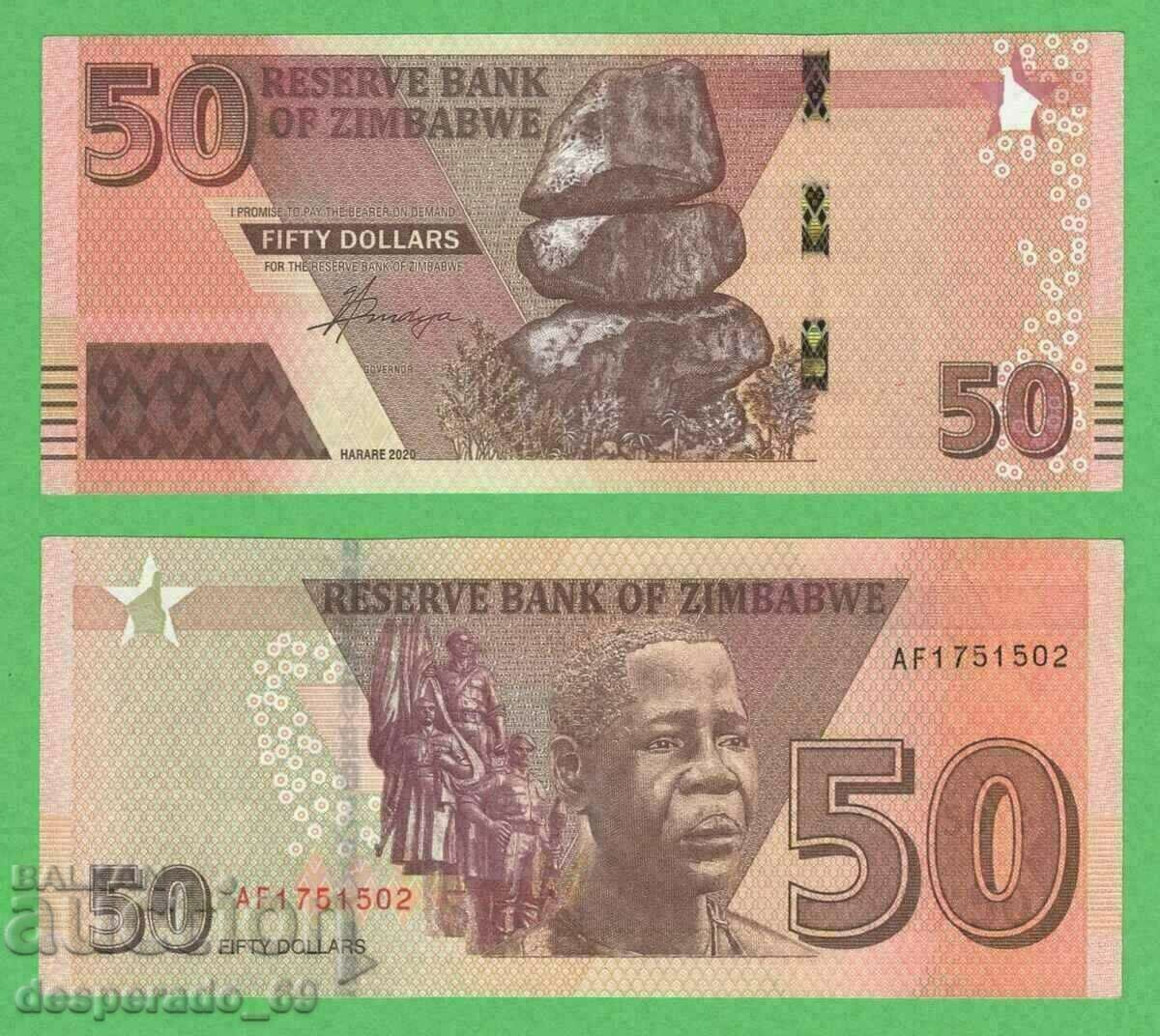 (¯`'•.¸ ZIMBABWE $50 2020 UNC ¸.•'´¯)