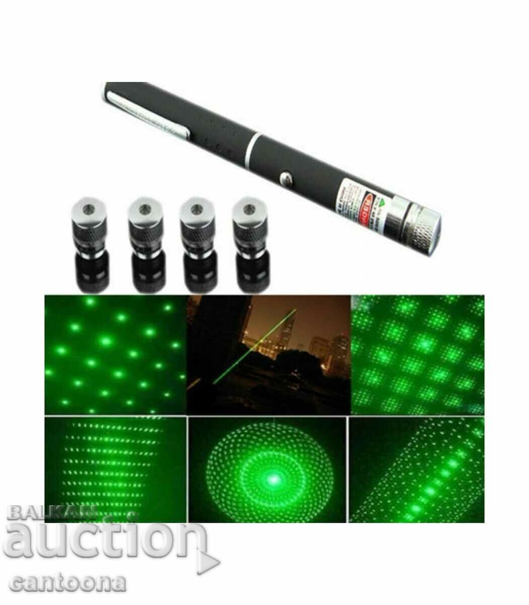 Green laser pen with 5 attachments, rechargeable battery - 5 Green laser pen with 5 attachments, rechargeable battery - 5