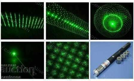 Green laser pen with 5 attachments, rechargeable battery