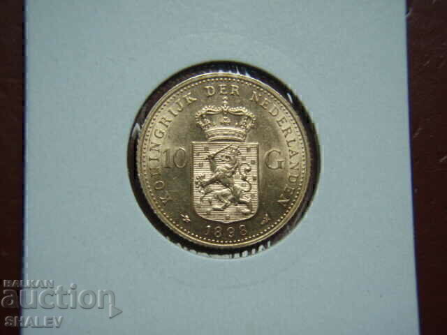 Παράδοση 10 Gulden 1898 Ολλανδία /2 - AU/Unc (χρυσός)