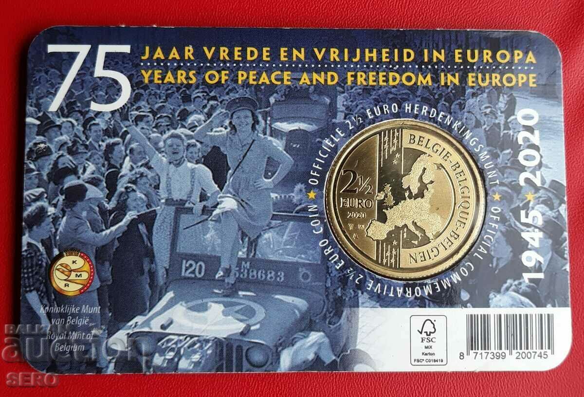 Белгия-монетна карта  с 2 1/2 евро 2020-75 г.мир и свобода