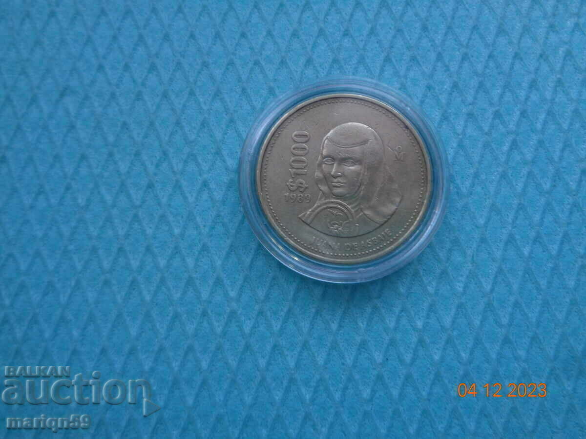 1000 pesos Mexic - 1989 - monedă mare