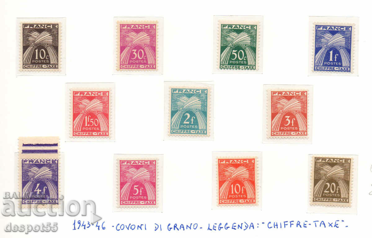 1943-46. Γαλλία. Γραμματόσημα διοδίων - Δέσμες σιτηρών.