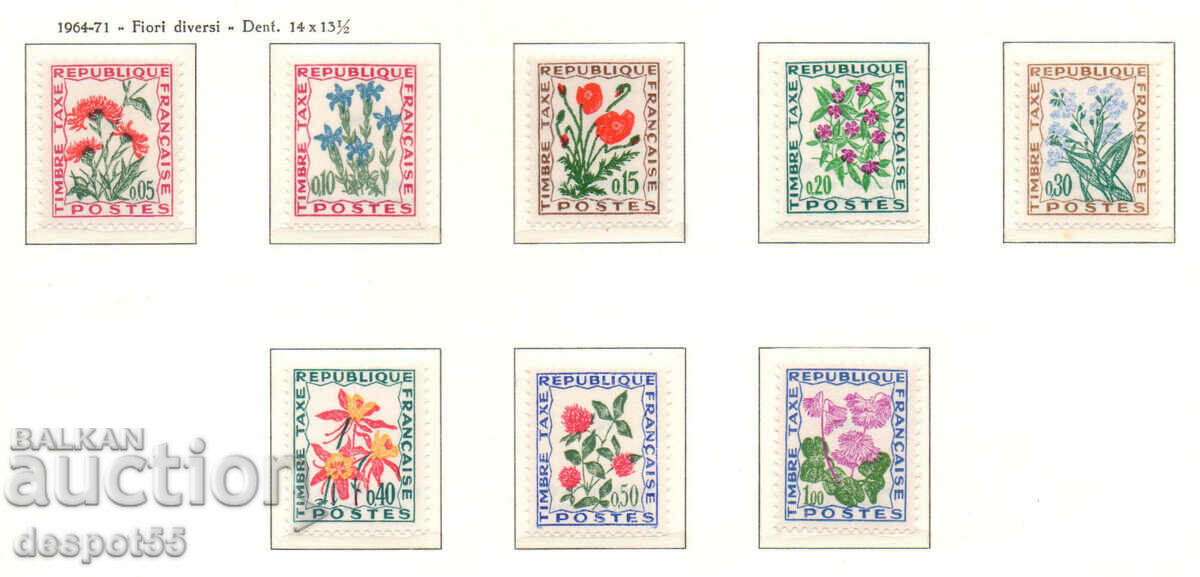 1964-71. Франция. Таксови марки - Цветя.