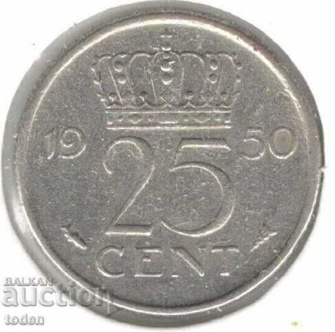 Netherlands-25 Cents-1950-KM# 183-Juliana