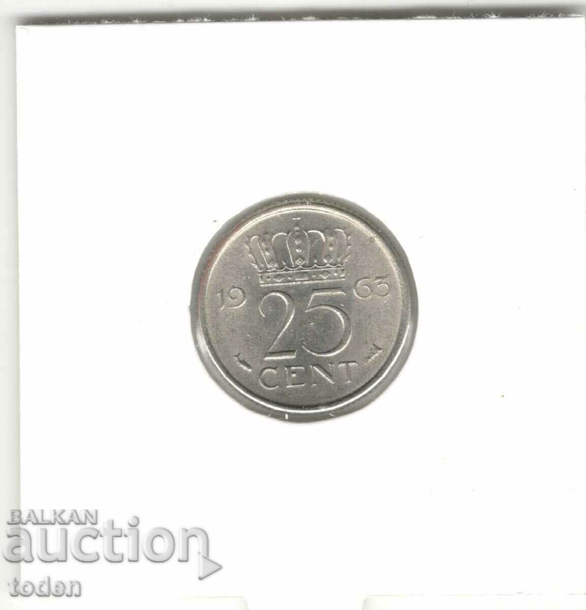 Auction Netherlands-25 Cents-1963-KM# 183-Juliana Auction Netherlands-25 Cents-1963-KM# 183-Juliana