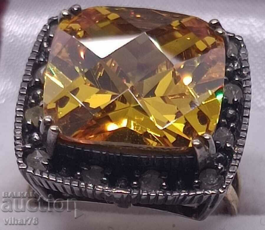 Ring with citrine and diamonds - made of 9 carat gold and with with price 999.99 BGN | € 511.29 Ring with citrine and diamonds - made of 9 carat gold and with with price 999.99 BGN | € 511.29