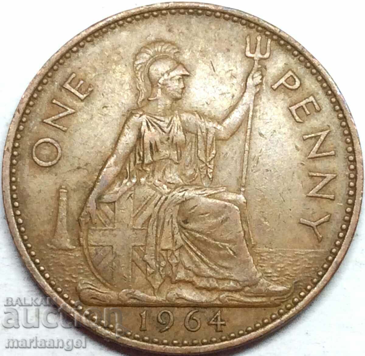Великобритания 1 пени 1964 30мм бронз