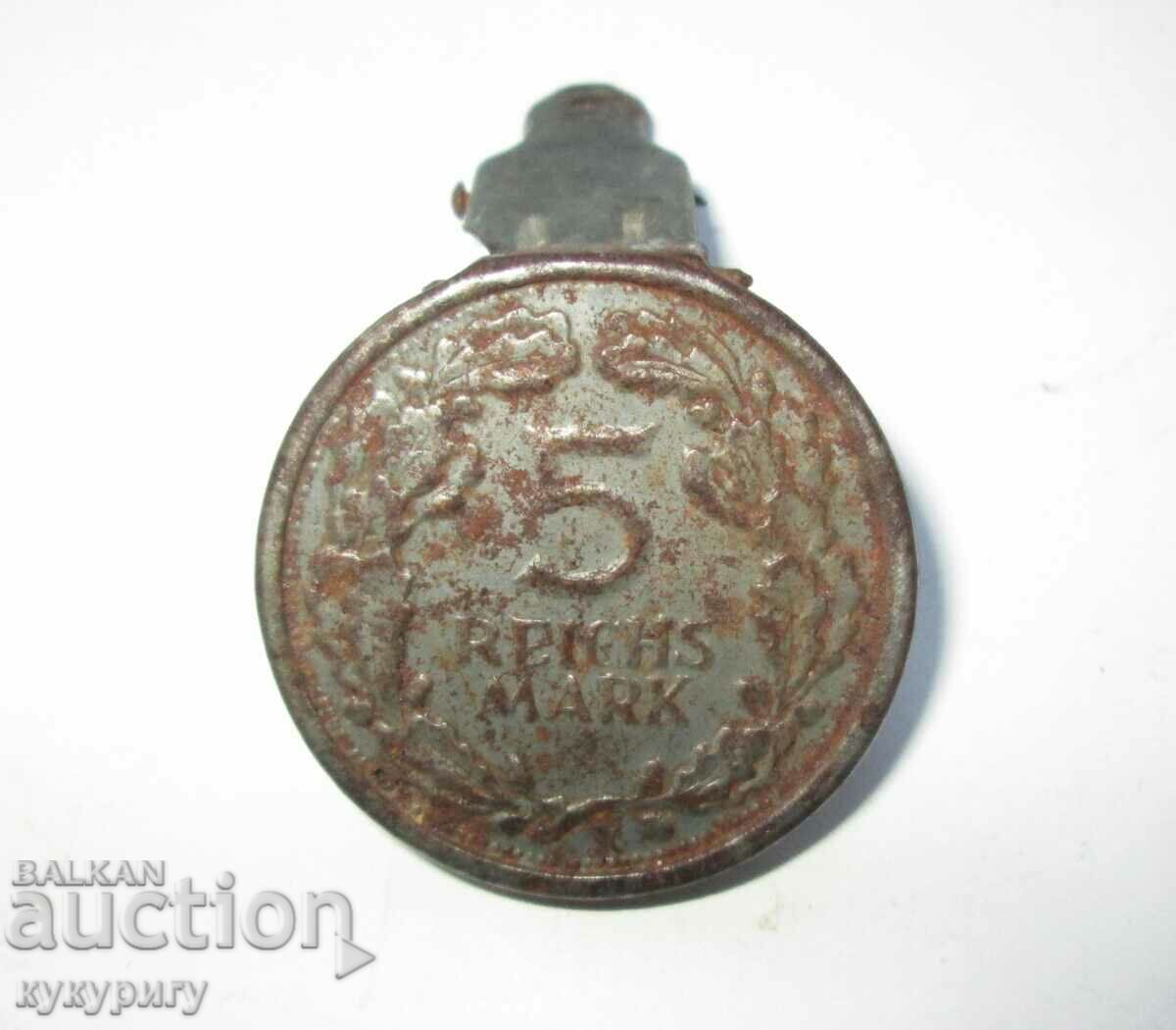 Стара рекламна монета банкова декорация 5 Райх Марки