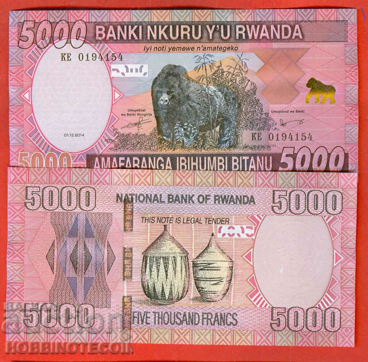 RWANDA RWANDA 5000 5000 Φράγκο έκδοση - τεύχος 2014 NEW UNC