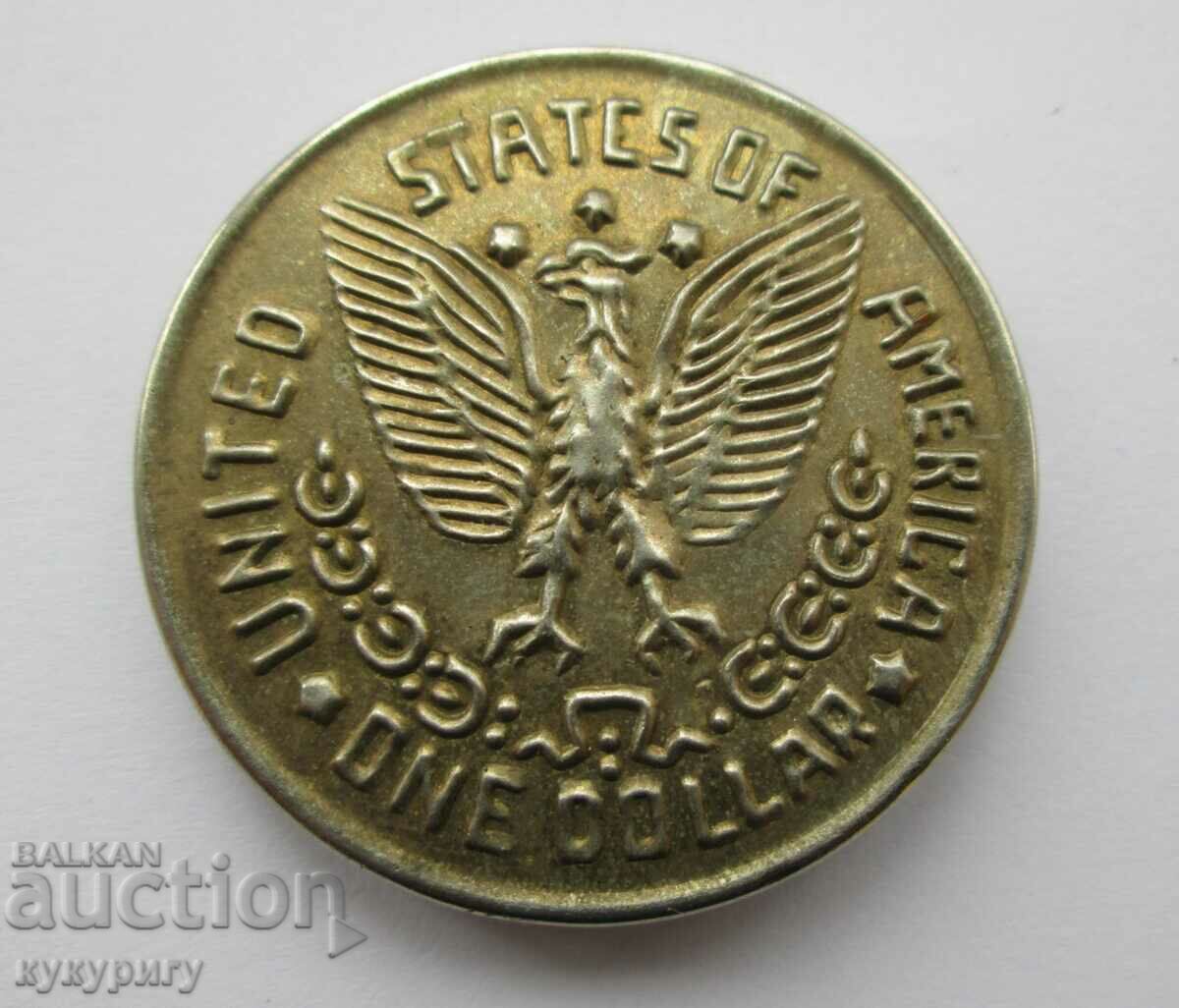 Παλιά διακόσμηση τράπεζας διαφημιστικών κερμάτων 1 δολάριο ΗΠΑ