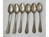 Set of 6 beautiful old tea spoons with cupids