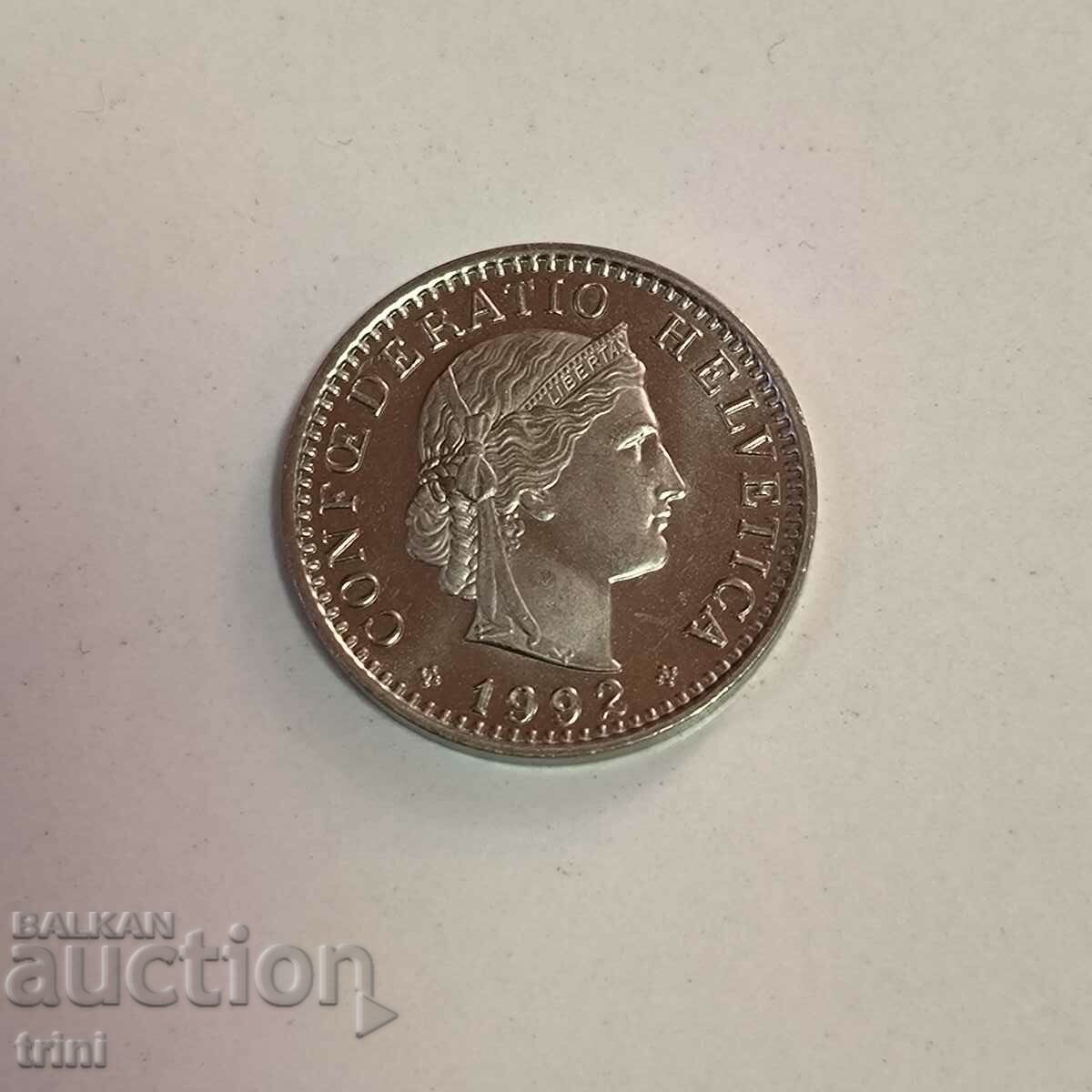 Switzerland 20 rapen 1992 year g47 with price 1.30 BGN | € 0.66 Switzerland 20 rapen 1992 year g47 with price 1.30 BGN | € 0.66