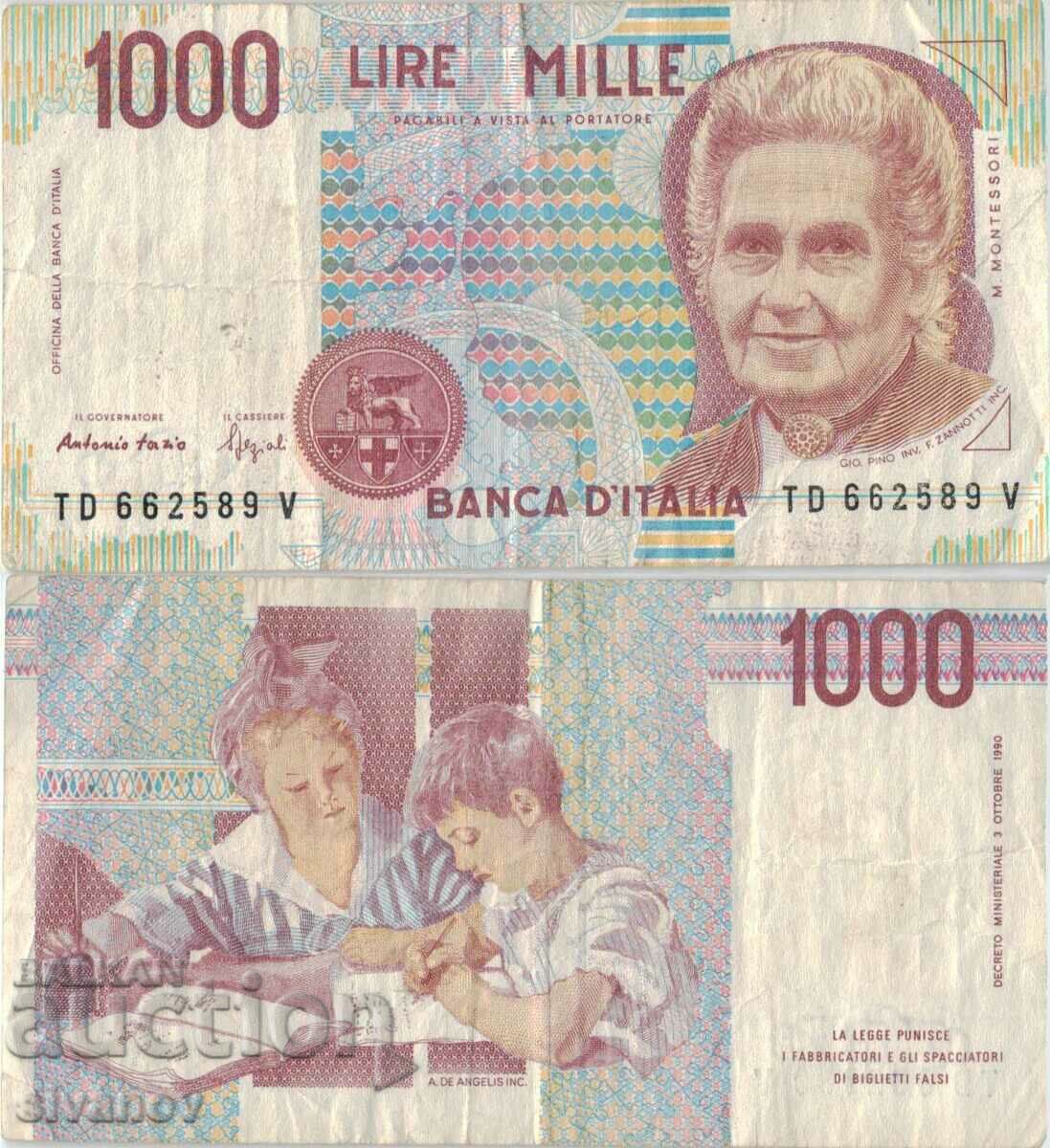 Италия 1000 лири 1990 година банкнота #5177