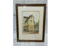 Old framed watercolor, copyright 1967