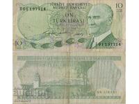 Турция 10 лири 1930 (1966) година банкнота #5180