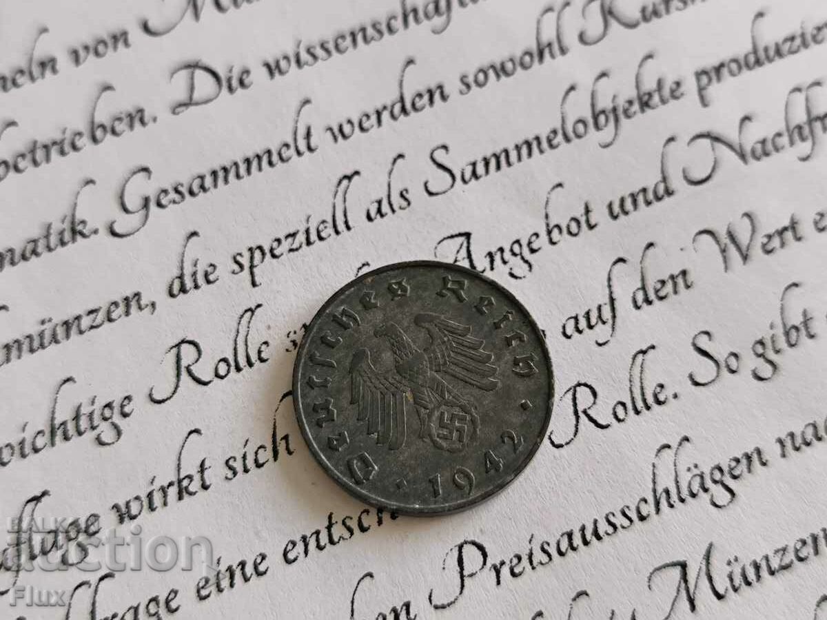 Κέρμα - Τρίτο Ράιχ - Γερμανία - 10 Pfennig | 1942; Σειρά Α με τιμή 6.25 BGN | € 3.20 Κέρμα - Τρίτο Ράιχ - Γερμανία - 10 Pfennig | 1942; Σειρά Α με τιμή 6.25 BGN | € 3.20