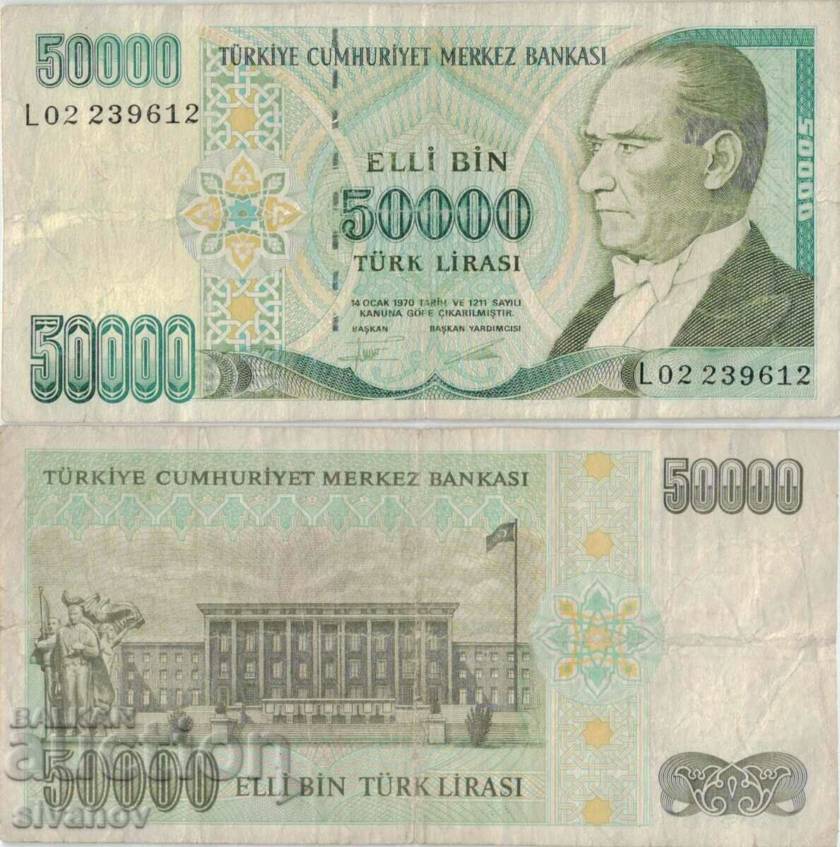 Turcia 50.000 de lire 1970 (1995) bancnota #5188