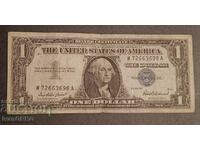 1 dolar 1957 STAMPA ALBASTRĂ SUA, certificat de argint