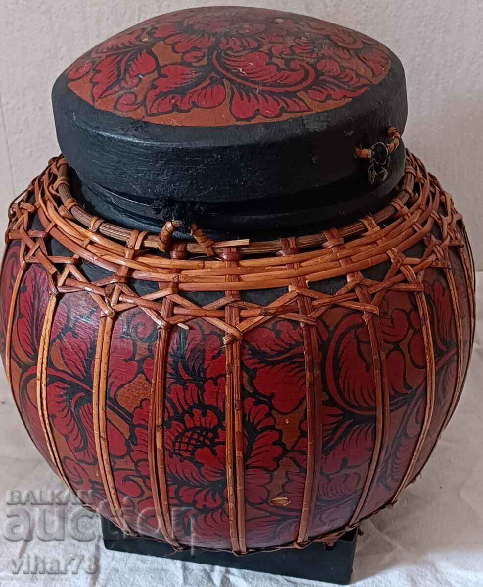 Early 20th century Burmese rattan rice basket