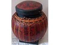 Early 20th century Burmese rattan rice basket