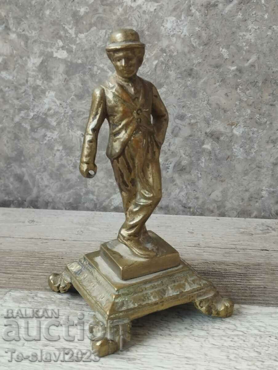 Statuetă veche, figură din bronz - Charlie Chaplin