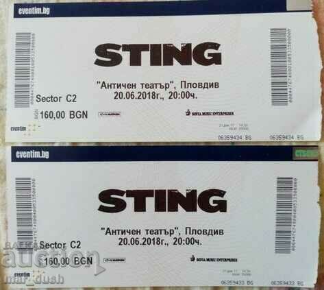Used tickets from a Sting concert in Plovdiv