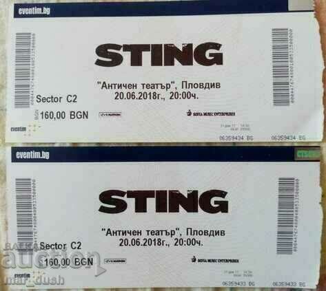 Bilete folosite de la un concert Sting din Plovdiv