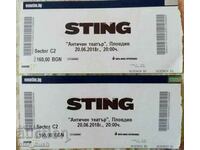 Used tickets from a Sting concert in Plovdiv