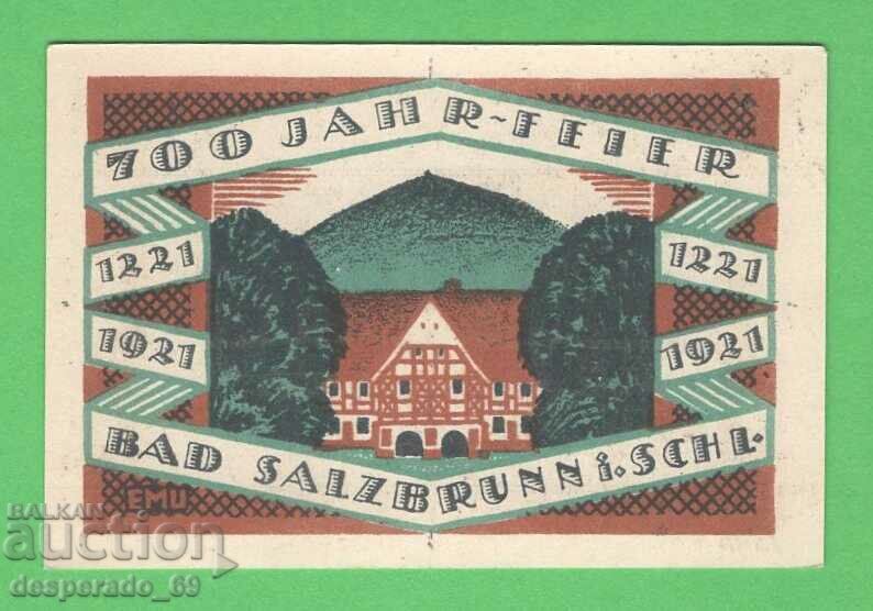 (¯`'•.¸NOTGELD (πόλη Bad Salzbrunn) 1920 UNC -25 pfennig