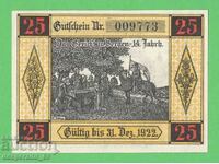 (¯`'•.¸NOTGELD (orașul Bergen) 1922 UNC -25 pfennig¸.•'´¯)