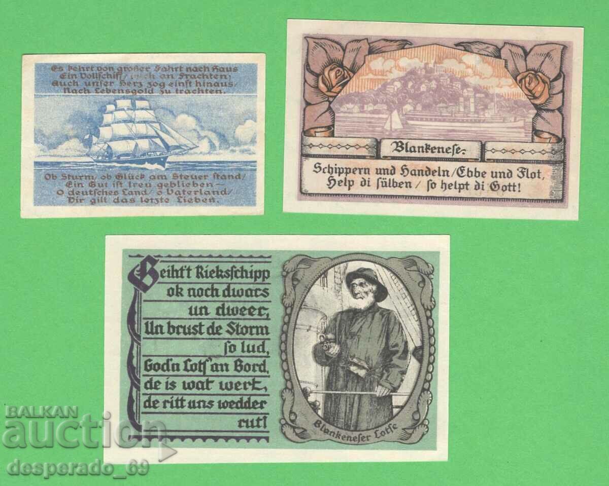 (¯`'•.¸NOTGELD (city Blankenese) 1921 UNC -3 pcs. banknotes '´¯)