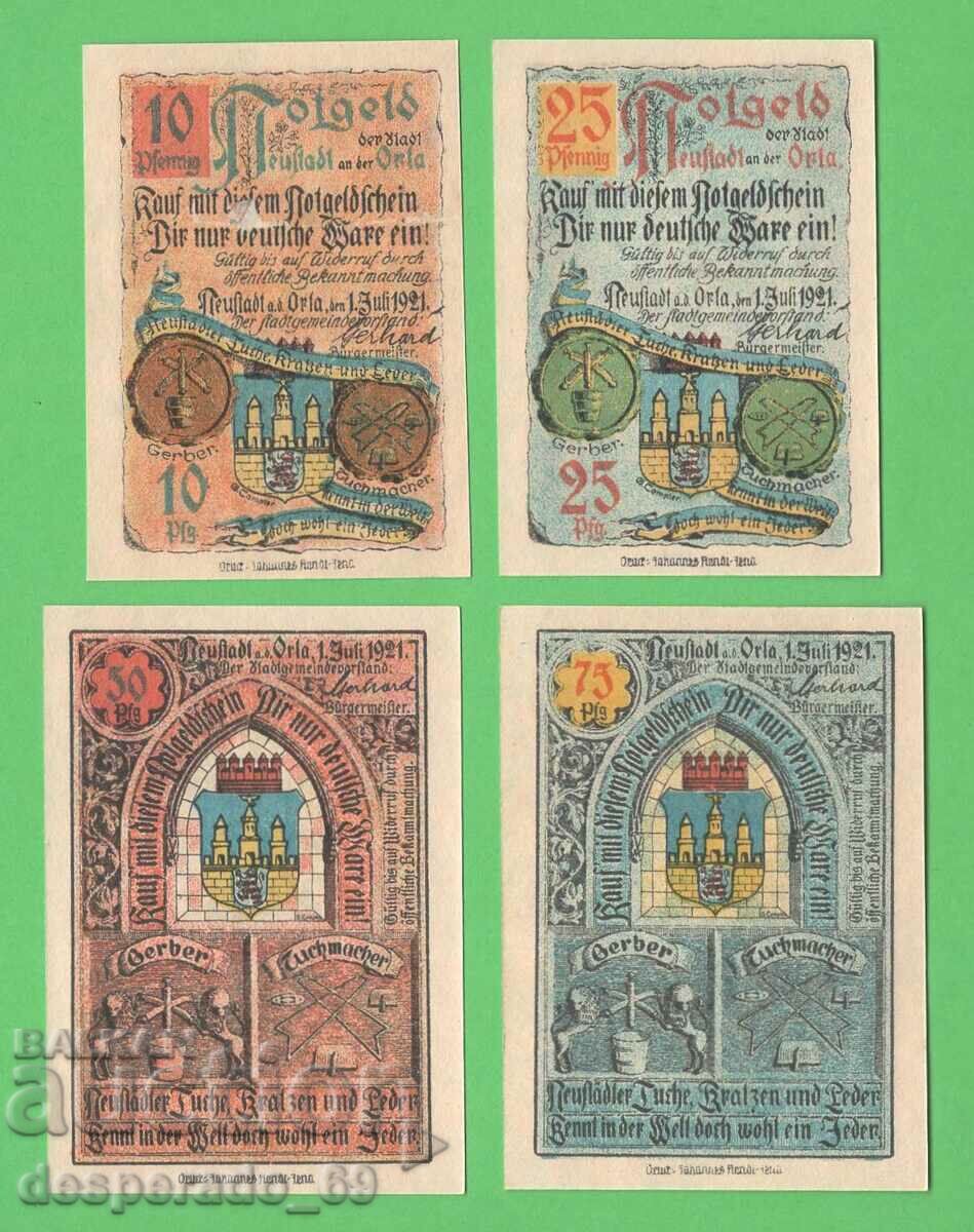 (¯`'•.¸NOTGELD (city Neustadt) 1921 UNC -4 pcs. banknotes¸.•'´¯) with price 10.00 BGN | € 5.11