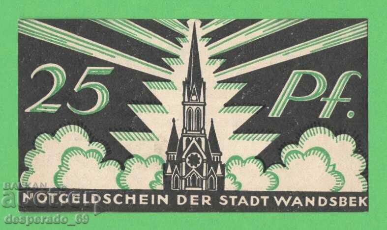 (¯`'•.¸NOTGELD (orașul Wandsbek) 1921 UNC -25 pfennig¸.•'´¯)