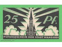 (¯`'•.¸NOTGELD (πόλη Wandsbek) 1921 UNC -25 pfennig¸.•'´¯)