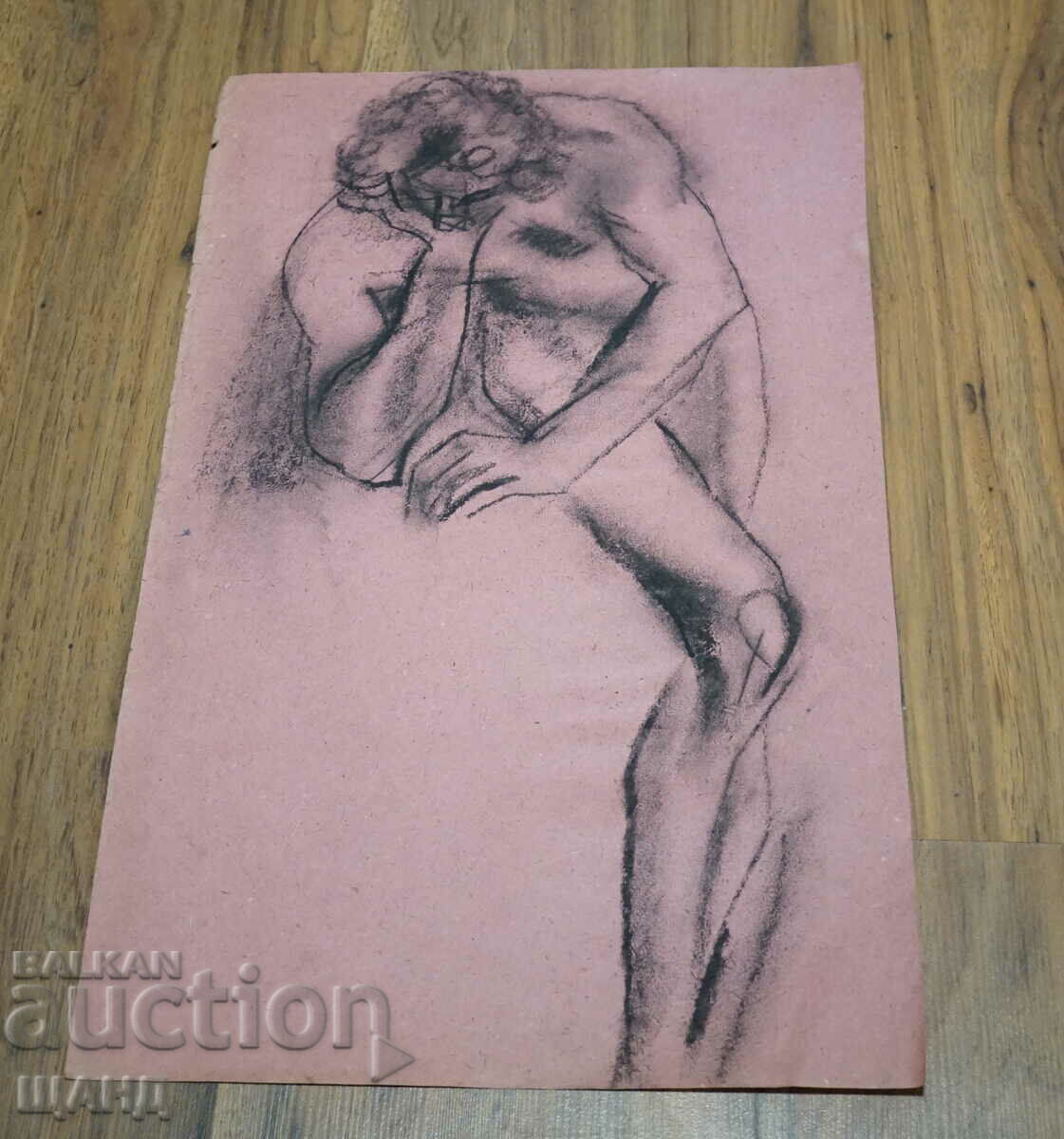 Παλιός Δάσκαλος που ζωγραφίζει με κάρβουνο ερωτικό γυμνό σώμα