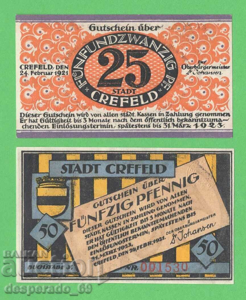 (¯`'•.¸NOTGELD (city of Crefeld) 1921 UNC -2 banknotes¸.•'´¯) with price 5.60 BGN | € 2.86 (¯`'•.¸NOTGELD (city of Crefeld) 1921 UNC -2 banknotes¸.•'´¯) with price 5.60 BGN | € 2.86