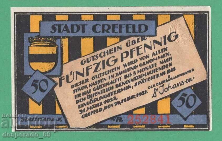 (¯`'•.¸NOTGELD (city of Crefeld) 1921 UNC -50 pfennig¸.•'´¯) with price € 1.40 | 2.74 BGN