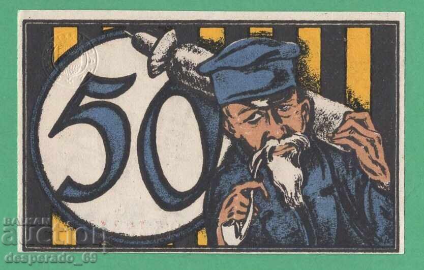 (¯`'•.¸NOTGELD (city of Crefeld) 1921 UNC -50 pfennig¸.•'´¯)